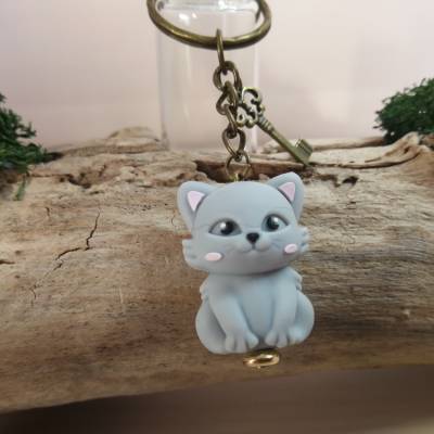Katzen Schlüsselanhänger 3D-Figur aus Silikon – Personalisierbar & Geschenkidee für Katzenliebhaber