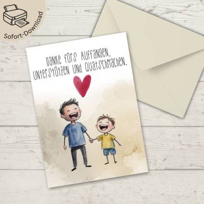 Vatertagskarte Papa mit Sohn als PDF Download