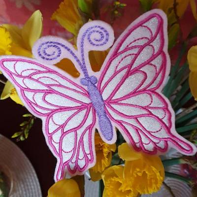 Schmetterling Applikation, Aufnäher mit Glitzerstoff