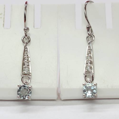 Edle 1,75 Carat Blautopas weisstopas Ohrhanger 925 Silber blauer und weisser Topas