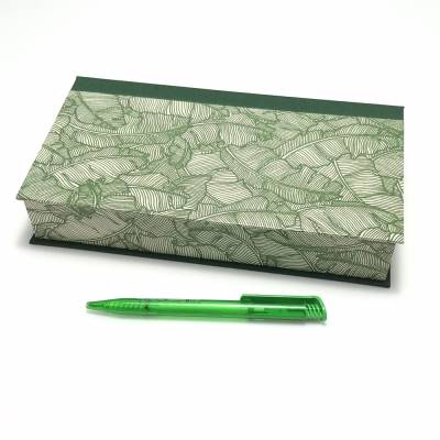 Handgefertigte Box mit Klappdeckel – Grüne Blätter – Schachtel 23,5 x 13,0 x 4,2 cm Unikat