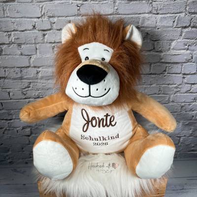 Kuscheltier Löwe personalisiert - Schulkind 2026 - Plüschtier mit Namen zur Einschulung 