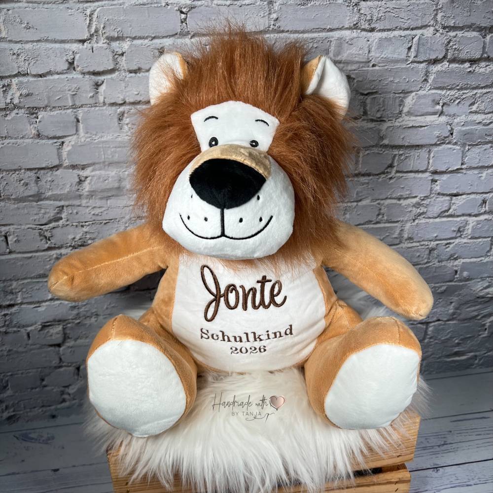 Personalisiertes Kinderschürze Mit Löwen-Motiv & Name – Shirtracer – 65% Polyester 35% Baumwolle – Mit Schnappverschluss – Waschbar Bei