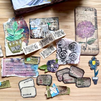 Junk Journal Deko Set – Botanisch Vintage | 20 handgemachte Ephemera