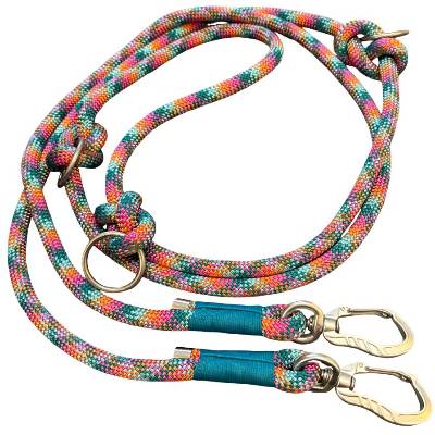 Hundeleine 10 mm, verstellbar, Tauleine, petrol, fuchsia, orange, türkis, Alukarabiner, Länge ca. 2,55 m