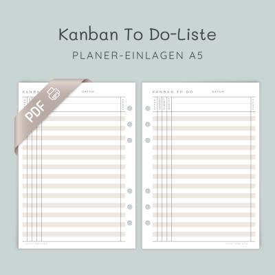 A5 Kanban Planer Einlagen | PDF Download | 5 Farben | Aufgaben sortieren, Fokus behalten, ideal für berufliche & private