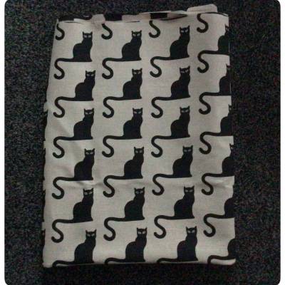 Canvas  Leinen 55 % und Baumwolle 45 % , 240 g/m² - Katzen schwarz