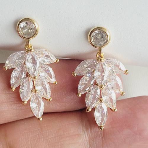 Kristall Ohrringe,Hochzeitschmuck Gold,Braut Ohrringe,18K Vergoldete Ohrringe,Gold Ohrringe