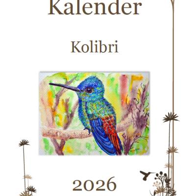 Jahreskalender 2026 Kolibri – 13-seitig, Hochformat PDF – DIN A4 zum Ausdrucken