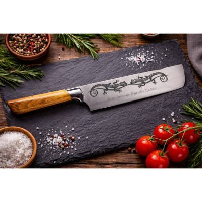 Küchenmesser mit Gravur – Personalisiertes Geschenk für Paare – Gecko-Motiv – Hochzeit, Valentinstag, Jubiläum