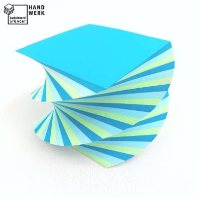 Abreißblock, Notizblock, gedreht, blau, hellblau, hellgrün