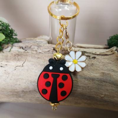 Schlüsselanhänger Marienkäfer, Glücksbringer aus Silikon