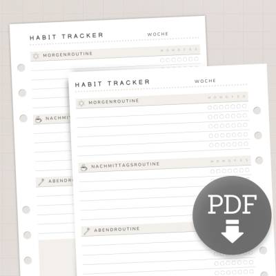 Habit Tracker Planer-Einlagen A5 | PDF Download zum Ausdrucken