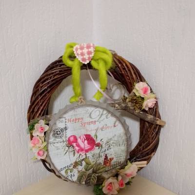 Dekokranz Türkranz Wandkranz Frühling - Sommer Rosen  - Einzelstück