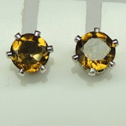 seltener 1,44 Carat Cognac Quarz Ohrstecker 925 Silber aus Brasilien Top