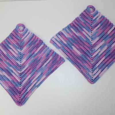 Handgehäkeltes Topflappen-Set im Retro-Style – praktisch & schön zugleich / flieder, violett
