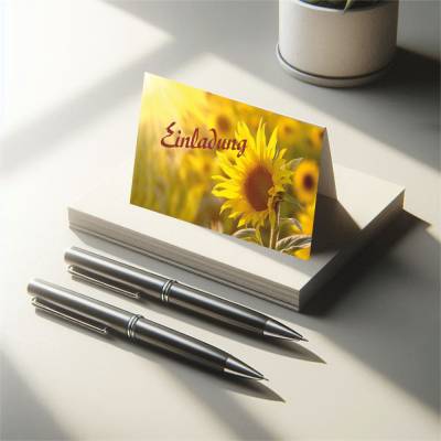 Vorlage für Einladungen zum Geburtstag, zur Party, Feier und für vieles  mehr mit Sonnenblumen als PDF-Datei