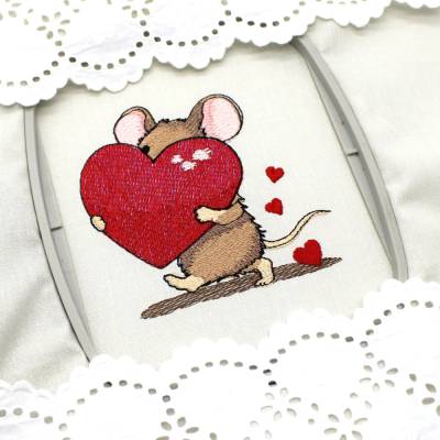 Stickdatei Maus Herz Valentinstag Liebe 10x10cm