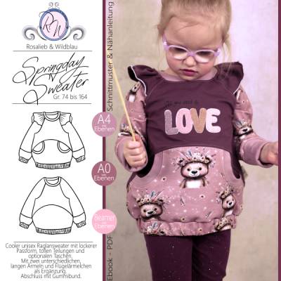 Ebook Schnittmuster SpringdaySweater unisex Gr. 74 bis 164