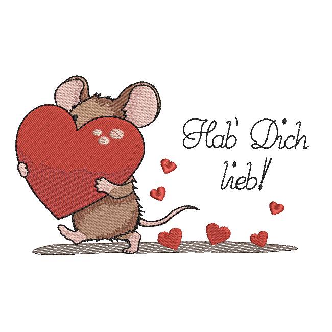 Stickdatei Maus Herzen Liebe Valentinstag 10x16cm Bild 2