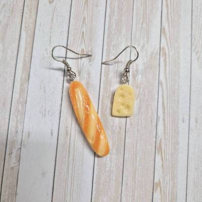 Ohrringe Ohrhänger Baguette/Käse  – originelle Geschenkidee