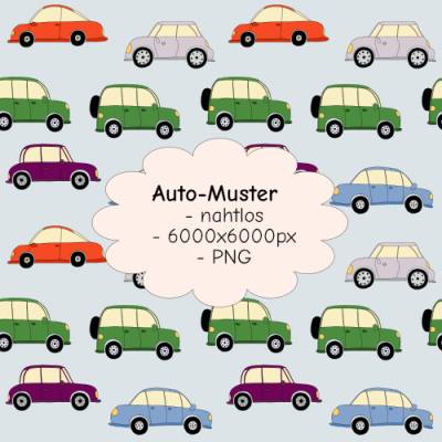 Nahtloses Auto-Muster PNG – Kreatives Autodesign für Kinder & DIY