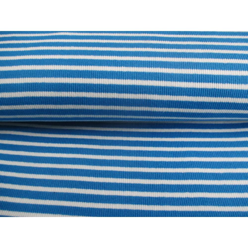Bündchenstoff gerippt Streifen hellblau/weiß Oeko-Tex Standard 100(1m/11,-€) Bild 2