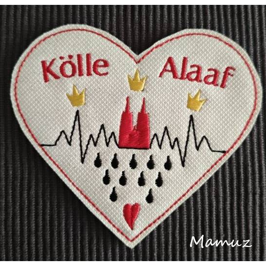 Dom Herzschlag Herz, ITH Stickdatei 10 x 10, 2 Dateien, für Karneval, Fasching, Fasnet Bild 1