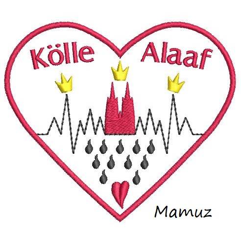 Dom Herzschlag Herz, ITH Stickdatei 10 x 10, 2 Dateien, für Karneval, Fasching, Fasnet Bild 2