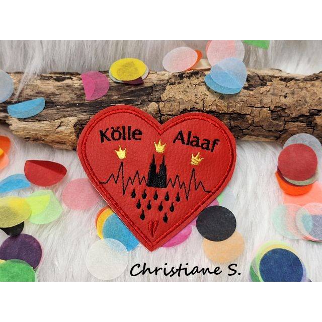 Dom Herzschlag Herz, ITH Stickdatei 10 x 10, 2 Dateien, für Karneval, Fasching, Fasnet Bild 3