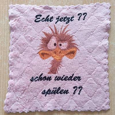 Spültuch mit lustigen Spruch , Putzlappen, Putztuch ,Microfaser,