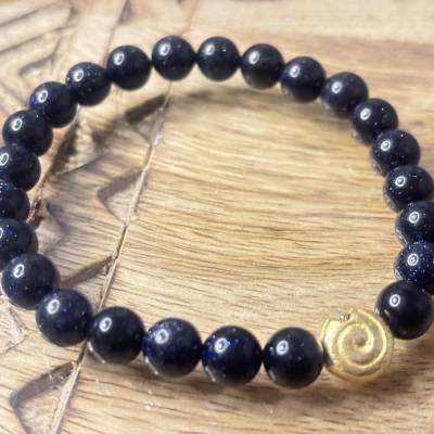 Blaufluss Armband mit 925-vergoldetem Silberelement – Glitzernde Vitalität & Einzigartigkeit