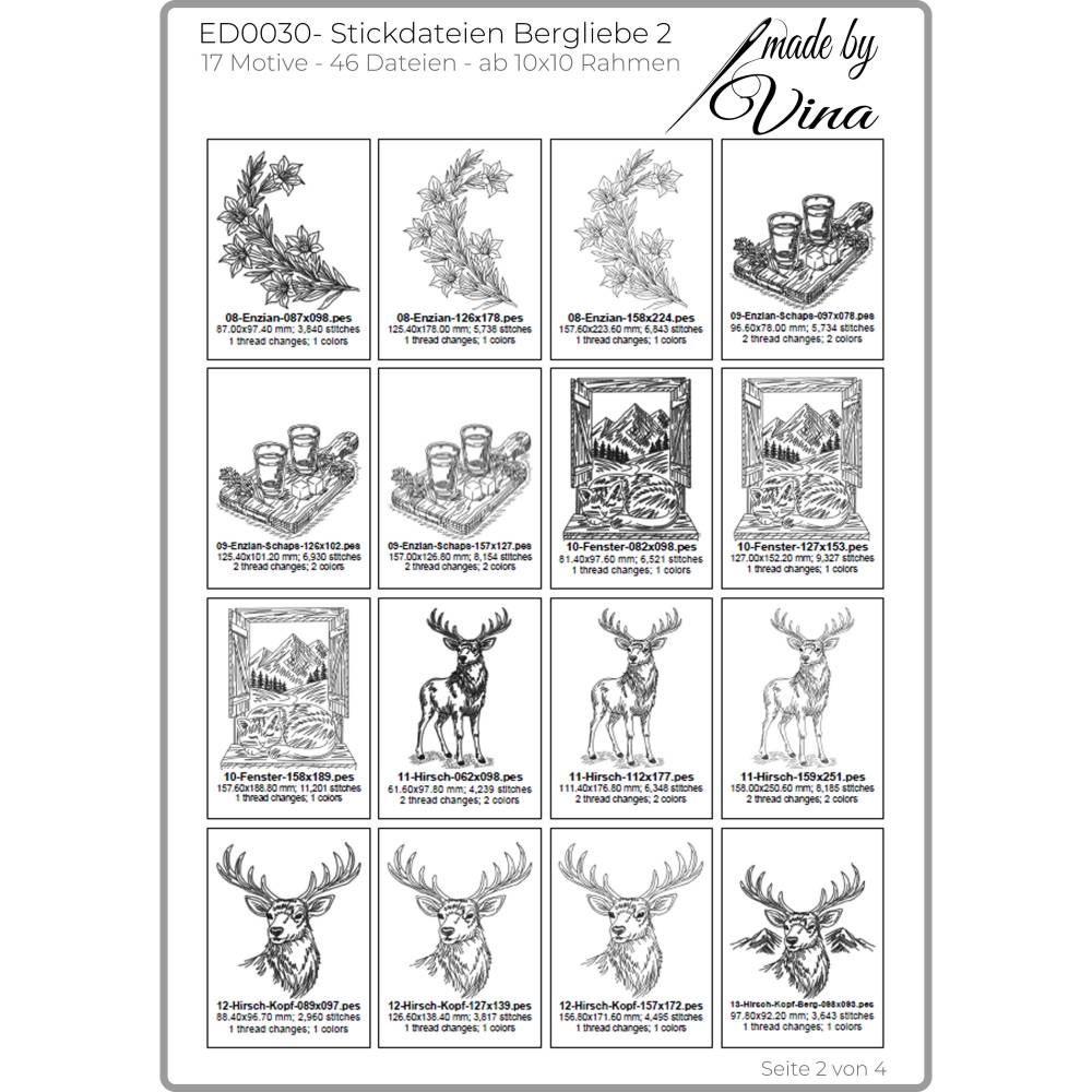 Stickdateien Bergliebe 2 – 17 alpine Motive im Scribble-Stil ab 10x10 cm | Doro-Collection Bild 4