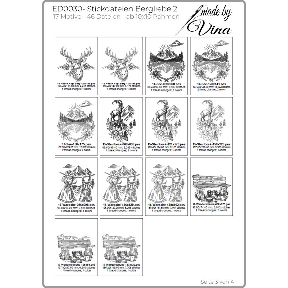 Stickdateien Bergliebe 2 – 17 alpine Motive im Scribble-Stil ab 10x10 cm | Doro-Collection Bild 5