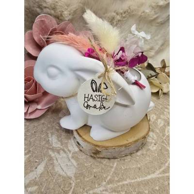 Teelichthalter Hase – stilvolle Keramik Osterdeko, 13 x 8 x 7,5 cm, 430 g