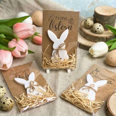 Osterhasen Karte Set 3–12 Stk | Hasenpost Osterkarte Kraftpapier | Frohe Ostern | Ostergeschenk Mitbringsel