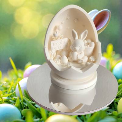 3D Überraschungsei "Frohe Ostern" – Personalisierte Osterdeko – Modernes Osterei mit Miniatur-Szene – 15 cm große Tischd