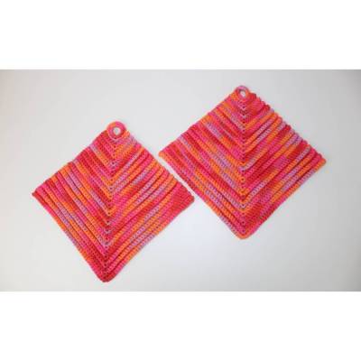 Handgehäkeltes Topflappen-Set im Retro-Style – praktisch & schön zugleich / rot