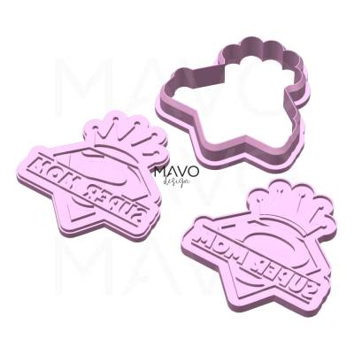 Super Mom Muttertag Stempeln & Cutter STL-Datei mit 2 Stempeln Cookie Fondant Ausstecher