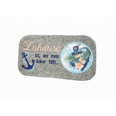 Stickdatei Mug Rug mit Anker und Zuhause