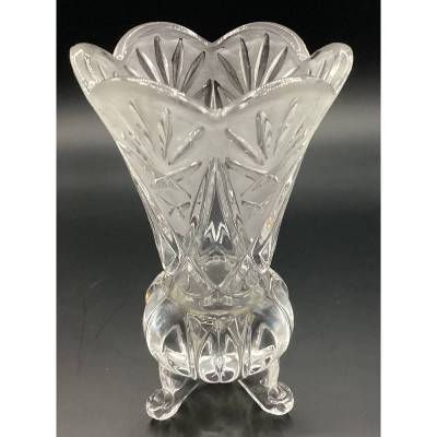 Vintage Kristall Vase mit drei Beinen – Rarität aus den 1970 Jahren