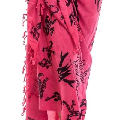 Damen-Wickelrock "Meerestiere" mit Fransen + Sarongschnalle, 170 x 110 cm, pink, 260 g