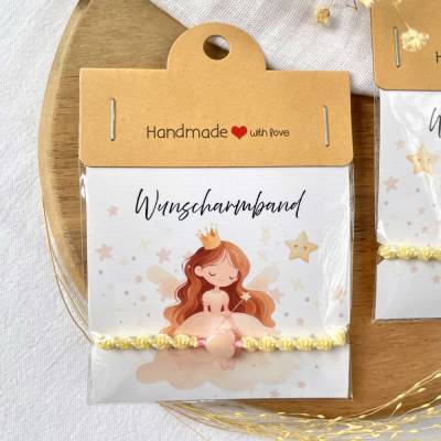Wunscharmband für Kinder – personalisiert mit Herz oder Stern – Einhorn, Prinzessin – Geschenk Einschulung/Geburtstag