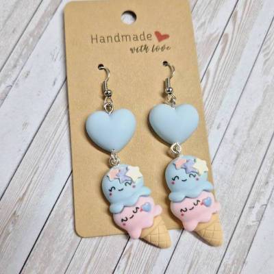 Ohrringe Ohrhänger Eiskugeln Herz - 7,5 cm – originelle Geschenkidee