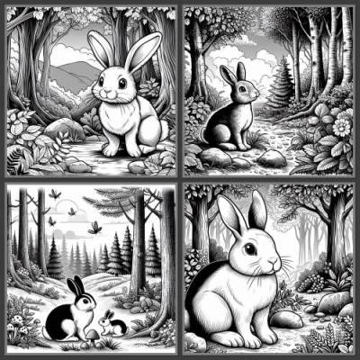 Bilddateien jpg UHD für Lasergravur „Hase/Kaninchen“ 4 Stück hochauflösend Schiefergravur Download Wald Slate Laserdatei