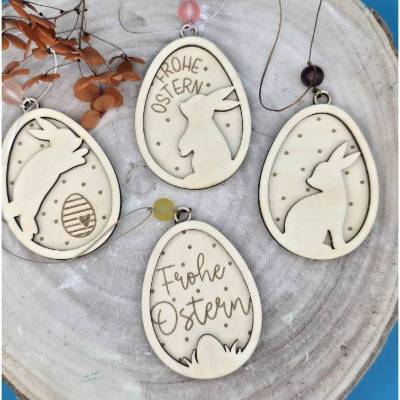 Oster - Anhänger "Natur - Poesie" - Holz - Eier mit Trockenblumen