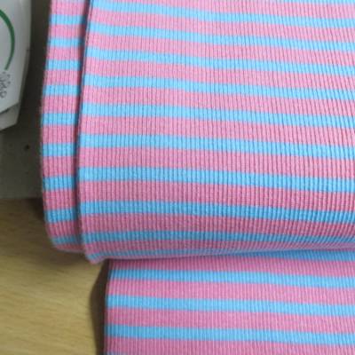 Bündchenstoff gerippt Streifen rosa/ hellblau Oeko-Tex Standard 100(1m/11,-€)
