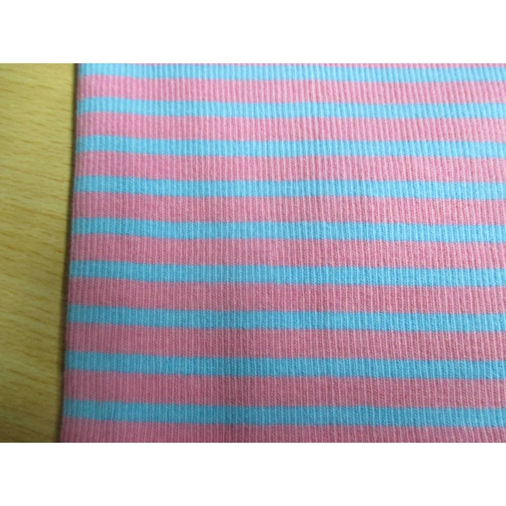Bündchenstoff gerippt Streifen rosa/ hellblau Oeko-Tex Standard 100(1m/11,-€) Bild 2