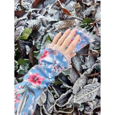 Armstulpen aus Waffeljersey und Alpenfleece, handgefertigt, gefütterte Pulswärmer in Altrosa von Kristallelfen