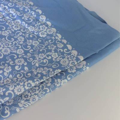 Baumwollstoff, blau weiß, floral, bedruckt, Stoffcoupon, Rest